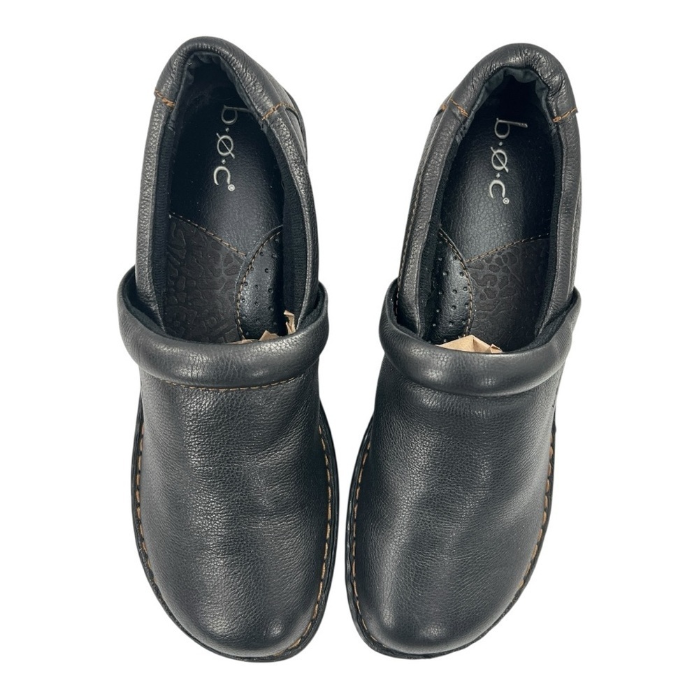 b.o.c. Dark Genuine Black Leather Casual Clogs Size 10 Like New Great For Work - Picture 2 of 7